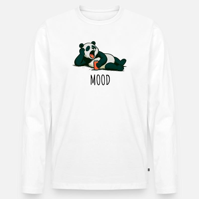 Entspannter Panda mit Drink Design - Männer Premium Bio Langarmshirt - Weiß