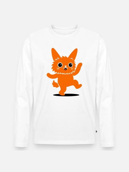 Funny animal character with big eyes - Men's Premium Organic Long Sleeve Shirt - white