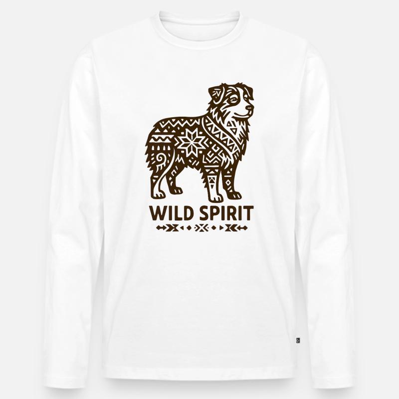 Australian Shepherd Wilder Stammeshund - Männer Premium Bio Langarmshirt - Weiß
