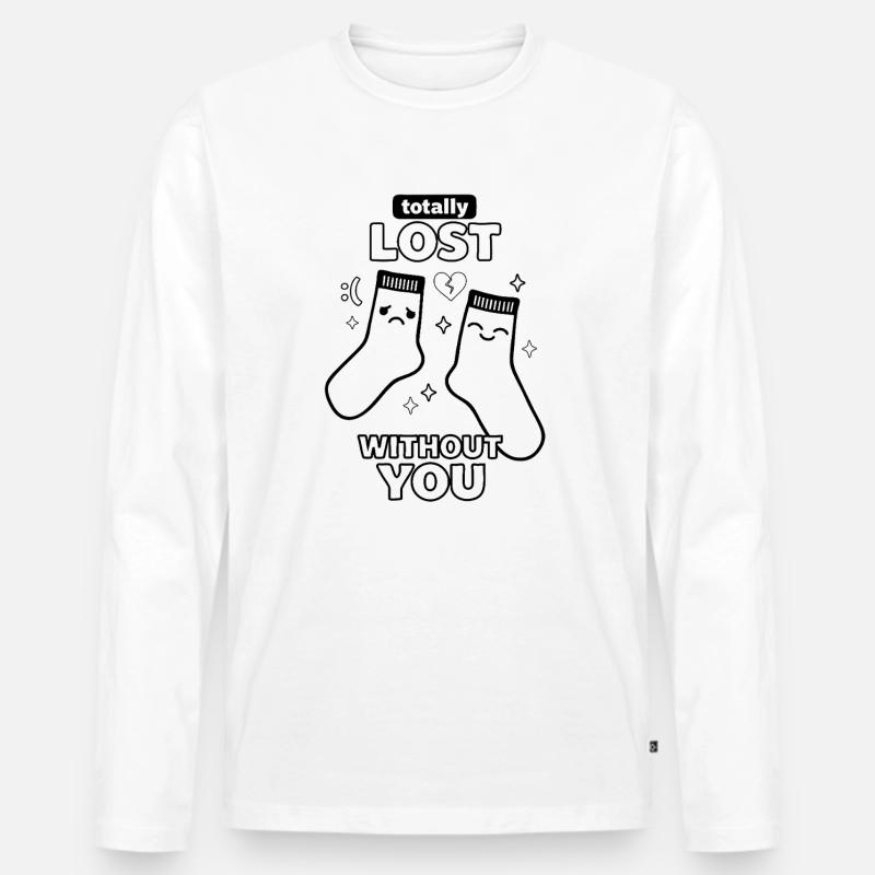 Totally Lost Without You Socken Liebe - Männer Premium Bio Langarmshirt - Weiß