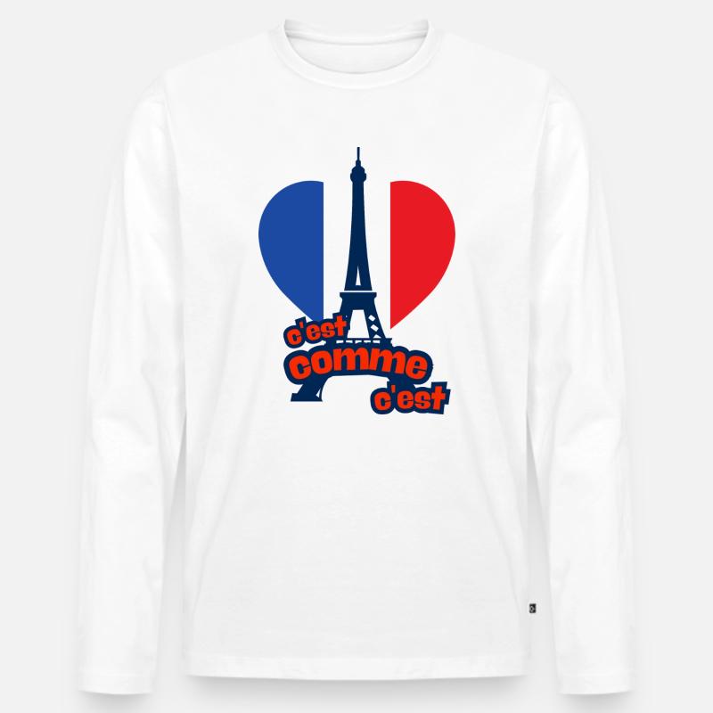 c'est as c'est – Frankreich - Männer Premium Bio Langarmshirt - Weiß