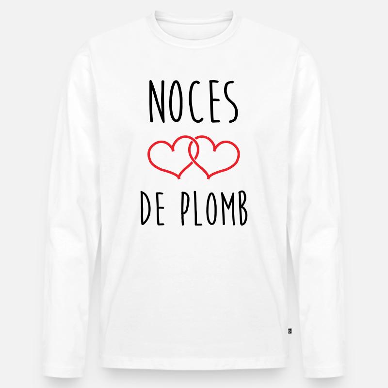 Lead Wedding 14 Jahre Ehe - Männer Premium Bio Langarmshirt - Weiß