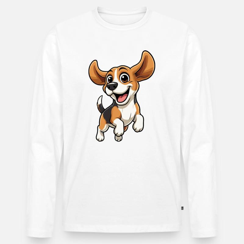 Fröhlicher Beagle Sprung - Männer Premium Bio Langarmshirt - Weiß