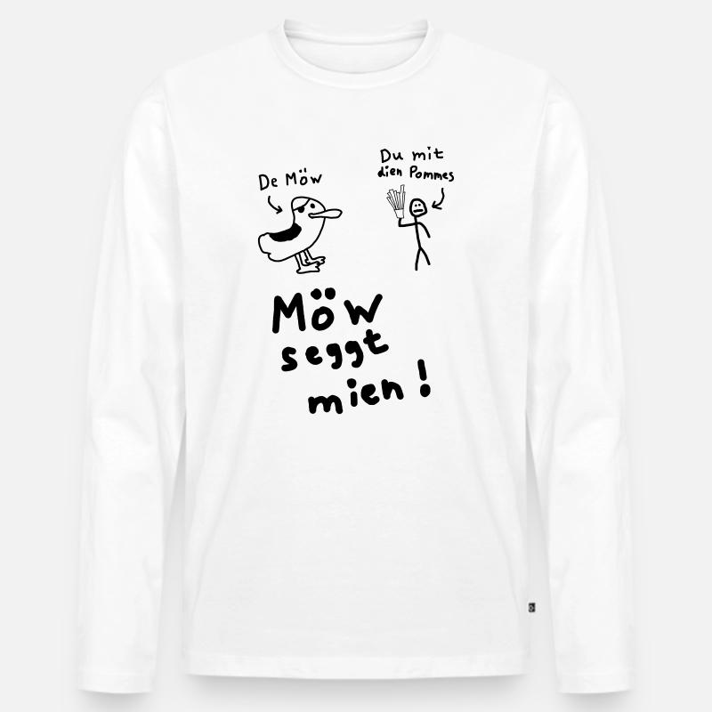 Möw seggt mien. - Männer Premium Bio Langarmshirt - Weiß