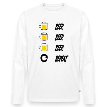 Bière, bière, répétition - T-shirt manches longues Premium bio Homme - blanc - Devant - Nico (187cm)