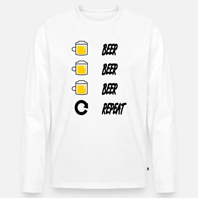 Bier Bier Bier Wiederholung - Männer Premium Bio Langarmshirt - Weiß