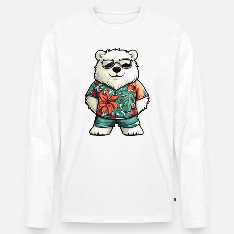 Eisbär Comic Urlaub - Männer Premium Bio Langarmshirt - Weiß
