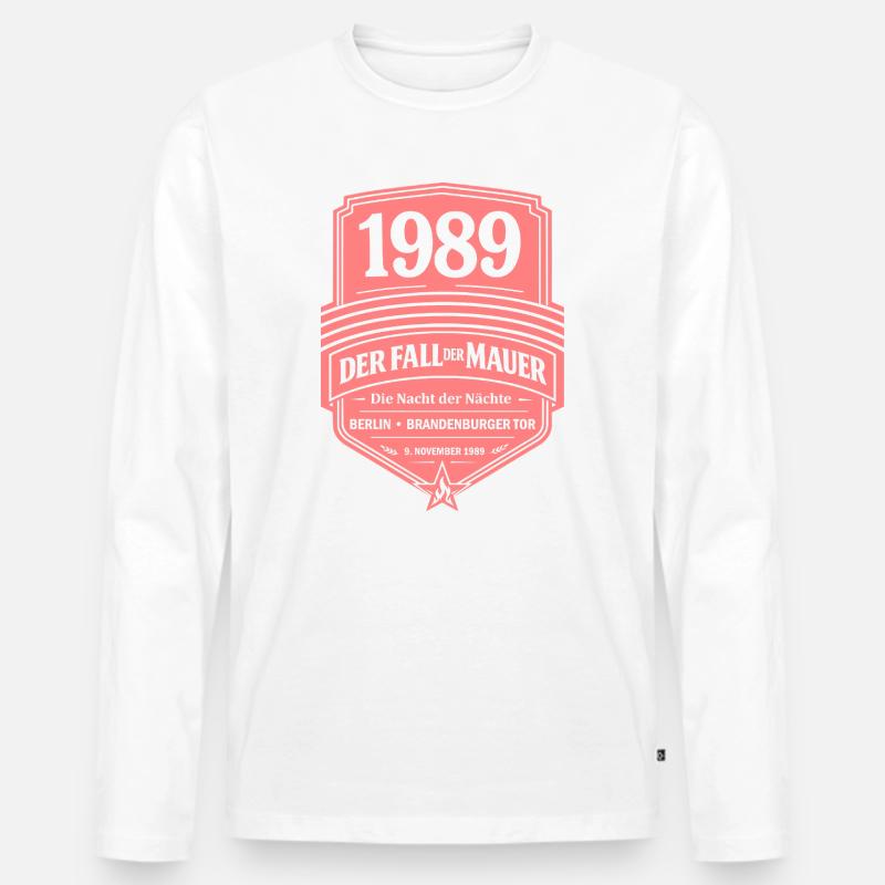 1989 – Der Fall der Mauer - Männer Premium Bio Langarmshirt - Weiß