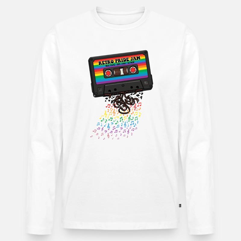 LGBT-Pride-Monat – Retro-Pride-Kassette - Männer Premium Bio Langarmshirt - Weiß