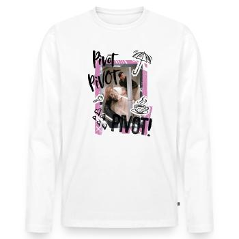 Friends PIVOT! Rachel, Ross and Chandler - Men's Premium Organic Long Sleeve Shirt - white - Front - Nico (187cm)