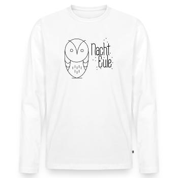 Nachteule - Männer Premium Bio Langarmshirt - Weiß - Vorne - Nico (187cm)