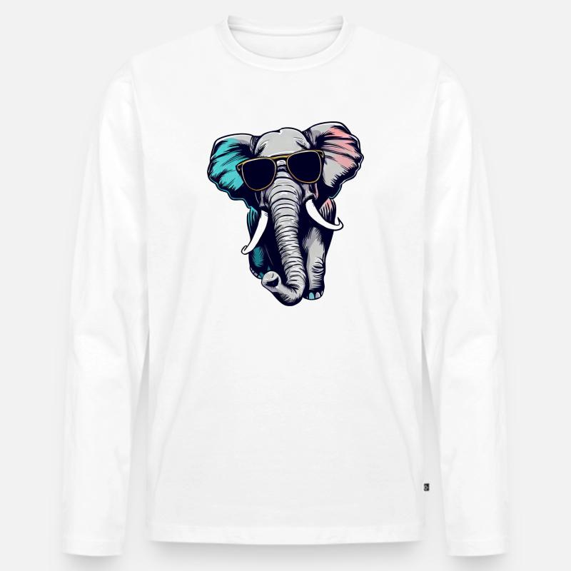 Cool Elefant - Elefant mit Sonnenbrille - Männer Premium Bio Langarmshirt - undefined