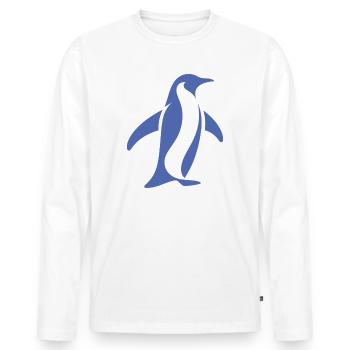 Pingouin Pôle Sud Silhouette Minimaliste - T-shirt manches longues Premium bio Homme - blanc - Devant - Nico (187cm)