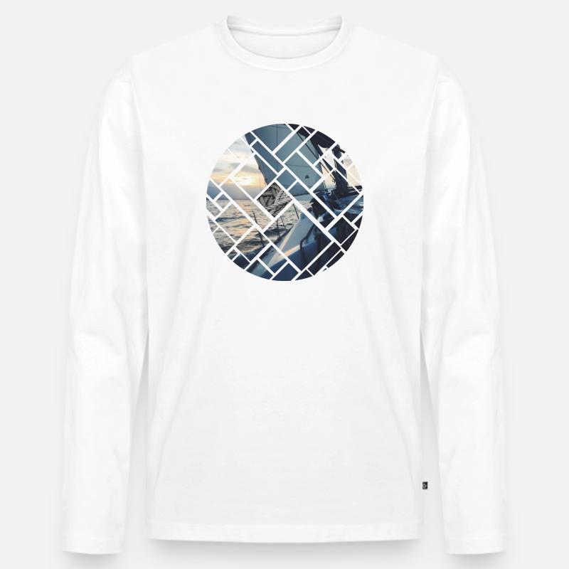 Ocean Sailing Graphic Design - Männer Premium Bio Langarmshirt - Weiß