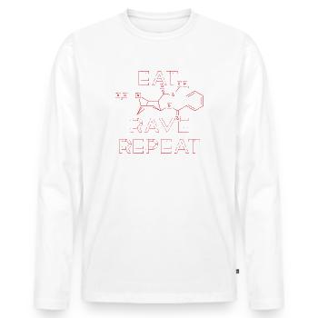 Trash Asset - EatCokeRaveRepeat [red] - Men's Premium Organic Long Sleeve Shirt - white - Front - Nico (187cm)
