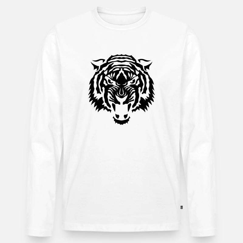 Stammes tiger 1072 - Männer Premium Bio Langarmshirt - Weiß