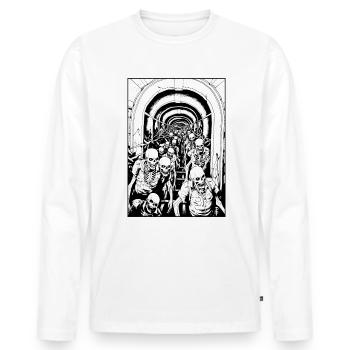 The tunnel of the living zombie colleagues - Men's Premium Organic Long Sleeve Shirt - white - Front - Nico (187cm)