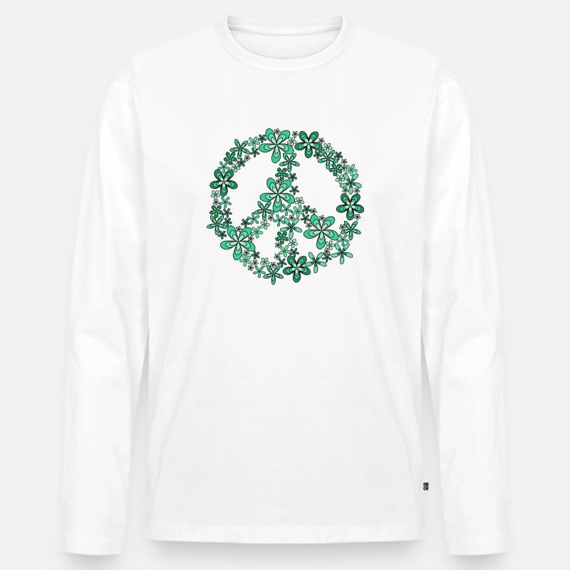 Peace - Männer Premium Bio Langarmshirt - Weiß