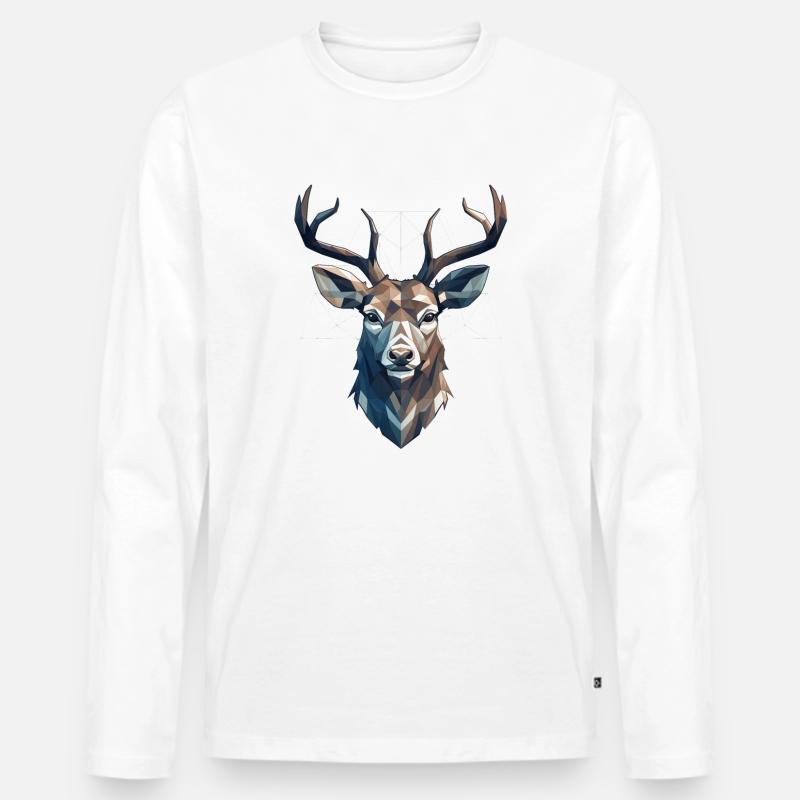 Hirsch Geometrisch - Männer Premium Bio Langarmshirt - Weiß