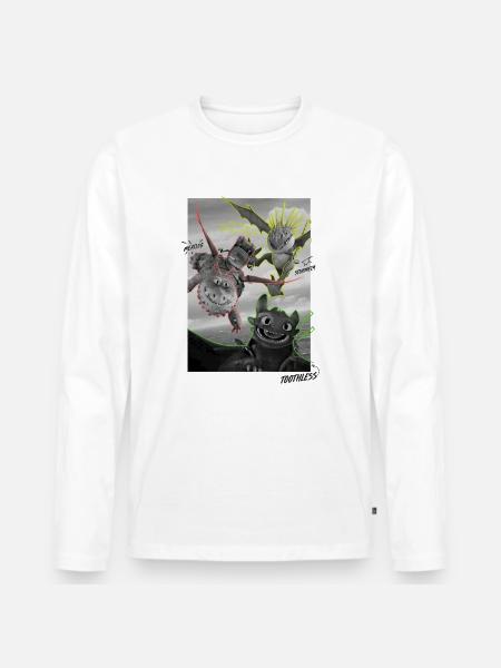 Hur du tränar dina drakflygande drakar - Ekologisk långärmad premium-T-shirt herr - vit