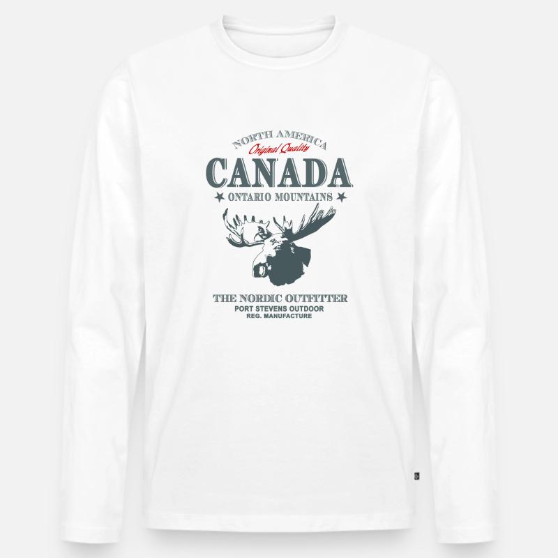 Canada - Moose - Elch - Männer Premium Bio Langarmshirt - Weiß