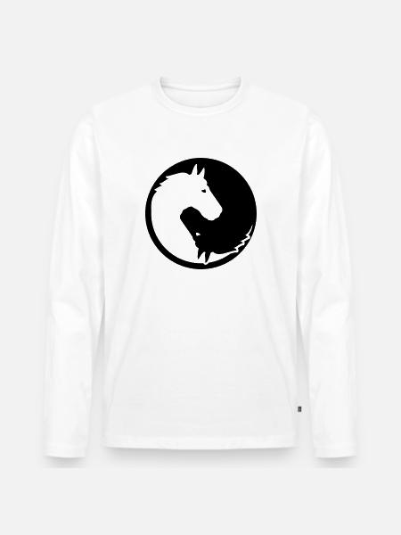 horse - Men's Premium Organic Long Sleeve Shirt - white