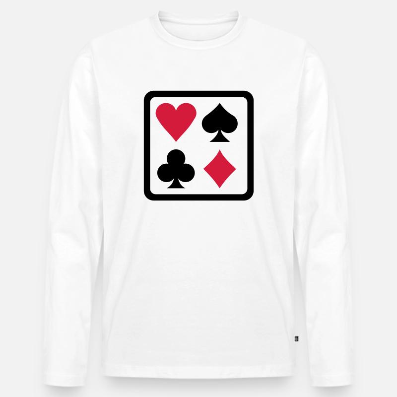 Poker - Männer Premium Bio Langarmshirt - Weiß
