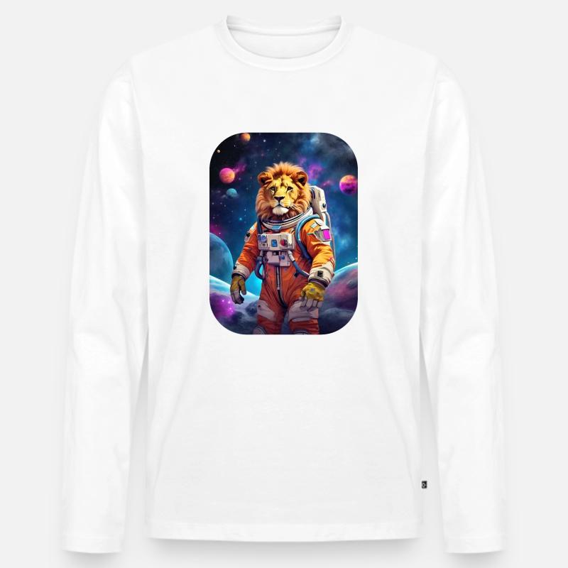 Löwe im Weltall 1.3 - Männer Premium Bio Langarmshirt - Weiß