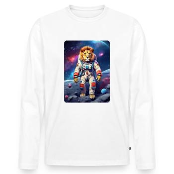 Löwe im Weltall 1.9 - Männer Premium Bio Langarmshirt - Weiß - Vorne - Nico (187cm)
