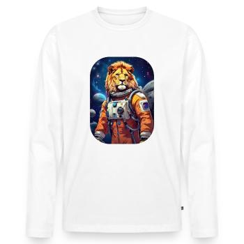 Löwe im Weltall 1.6 - Männer Premium Bio Langarmshirt - Weiß - Vorne - Nico (187cm)