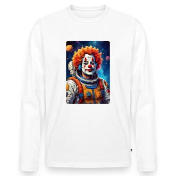 Clown im Weltall 1.5 - Männer Premium Bio Langarmshirt - Weiß - Vorne - Nico (187cm)