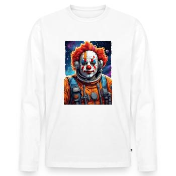 Clown im Weltall 1.1 - Männer Premium Bio Langarmshirt - Weiß - Vorne - Nico (187cm)