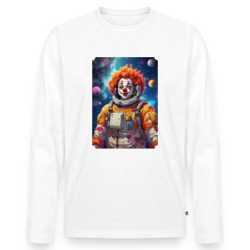 Clown im Weltall 1.2 - Männer Premium Bio Langarmshirt - Weiß - Vorne - Nico (187cm)