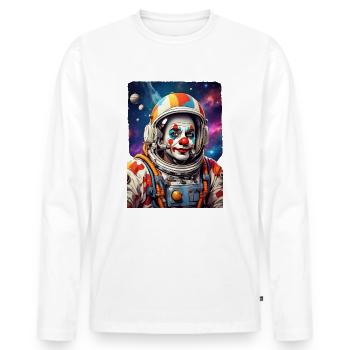 Clown im Weltall 1.3 - Männer Premium Bio Langarmshirt - Weiß - Vorne - Nico (187cm)