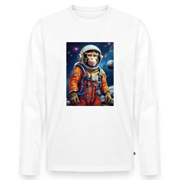 Affe im Weltall 1.1 - Männer Premium Bio Langarmshirt - Weiß - Vorne - Nico (187cm)