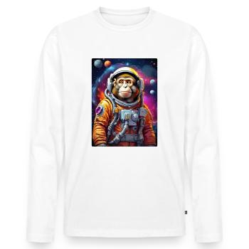 Affe im Weltall 1.7 - Männer Premium Bio Langarmshirt - Weiß - Vorne - Nico (187cm)