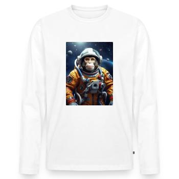 Affe im Weltall 1.4 - Männer Premium Bio Langarmshirt - Weiß - Vorne - Nico (187cm)