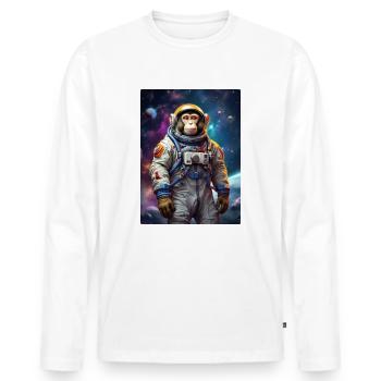 Affe im Weltall 1.5 - Männer Premium Bio Langarmshirt - Weiß - Vorne - Nico (187cm)