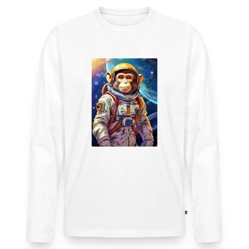 Affe im Weltall 1.9 - Männer Premium Bio Langarmshirt - Weiß - Vorne - Nico (187cm)
