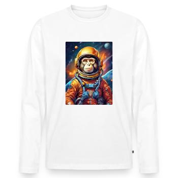 Affe im Weltall 1.10 - Männer Premium Bio Langarmshirt - Weiß - Vorne - Nico (187cm)
