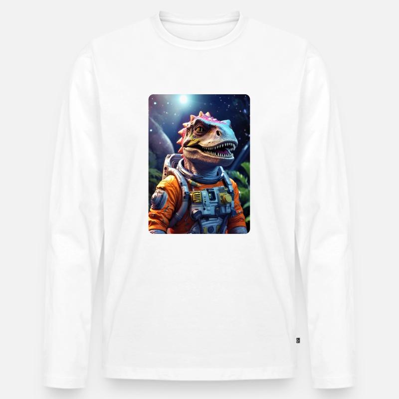 Dino dans l’espace 1.4 - T-shirt manches longues Premium bio Homme - blanc