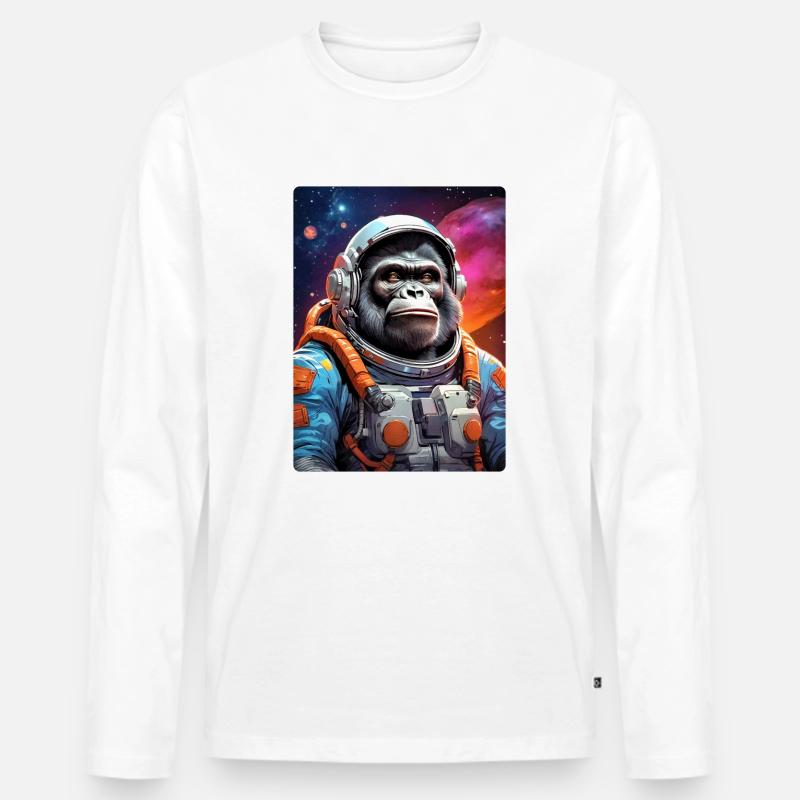 Gorilla im Weltall 1.3 - Männer Premium Bio Langarmshirt - Weiß