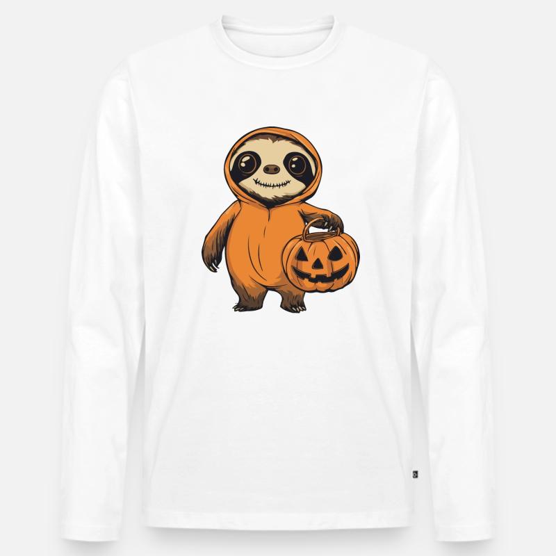 Faultier Halloween Zombie - Männer Premium Bio Langarmshirt - undefined