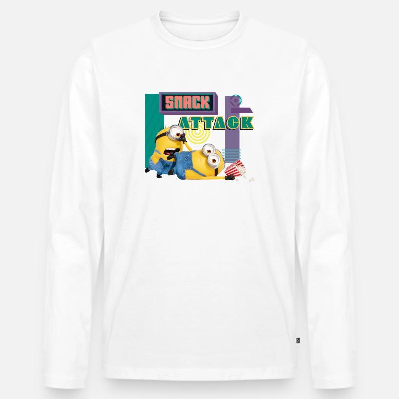Minions Snack Attack - Männer Premium Bio Langarmshirt - Weiß