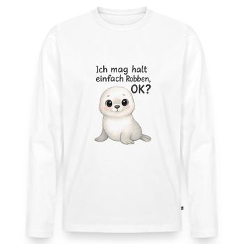 Ich mag halt einfach Robben - Männer Premium Bio Langarmshirt - Weiß - Vorne - Nico (187cm)
