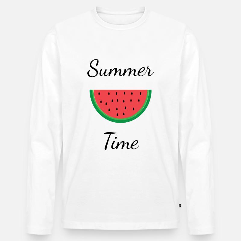 Sommerzeit - Männer Premium Bio Langarmshirt - Weiß