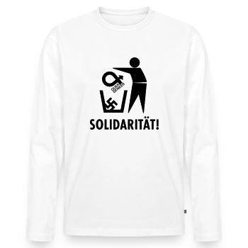 Gegen quer Denker - für Solidarität! mit Mülltonne - Männer Premium Bio Langarmshirt - Weiß - Vorne - Nico (187cm)