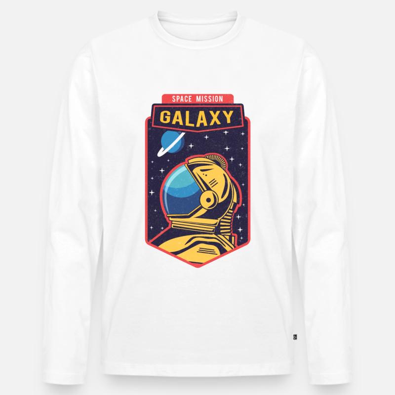 Space Galaxy Grafik - Männer Premium Bio Langarmshirt - Weiß