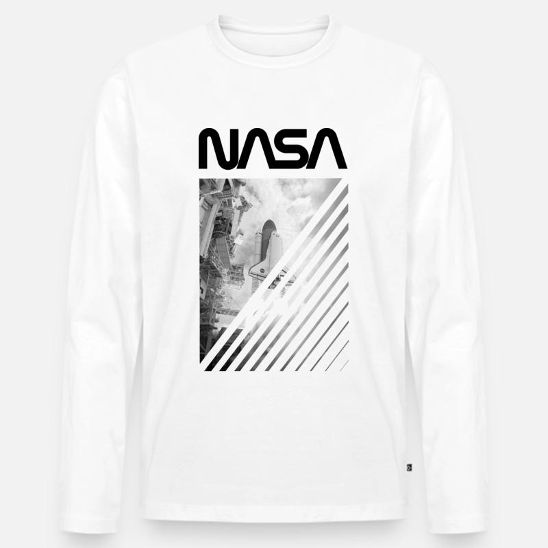 NASA Space Shuttle Start - Männer Premium Bio Langarmshirt - Weiß