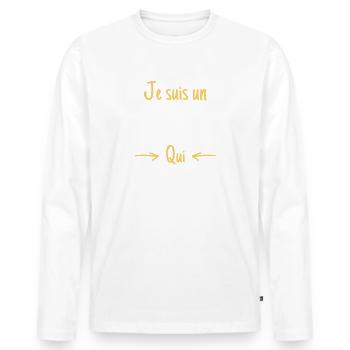 Parrain cadeau humour parrain qui déchire - T-shirt manches longues Premium bio Homme - blanc - Devant - Nico (187cm)